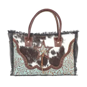 Myra Bag Ladies Articulate Floral Embossed Canvas & Hairon Bag S-4399