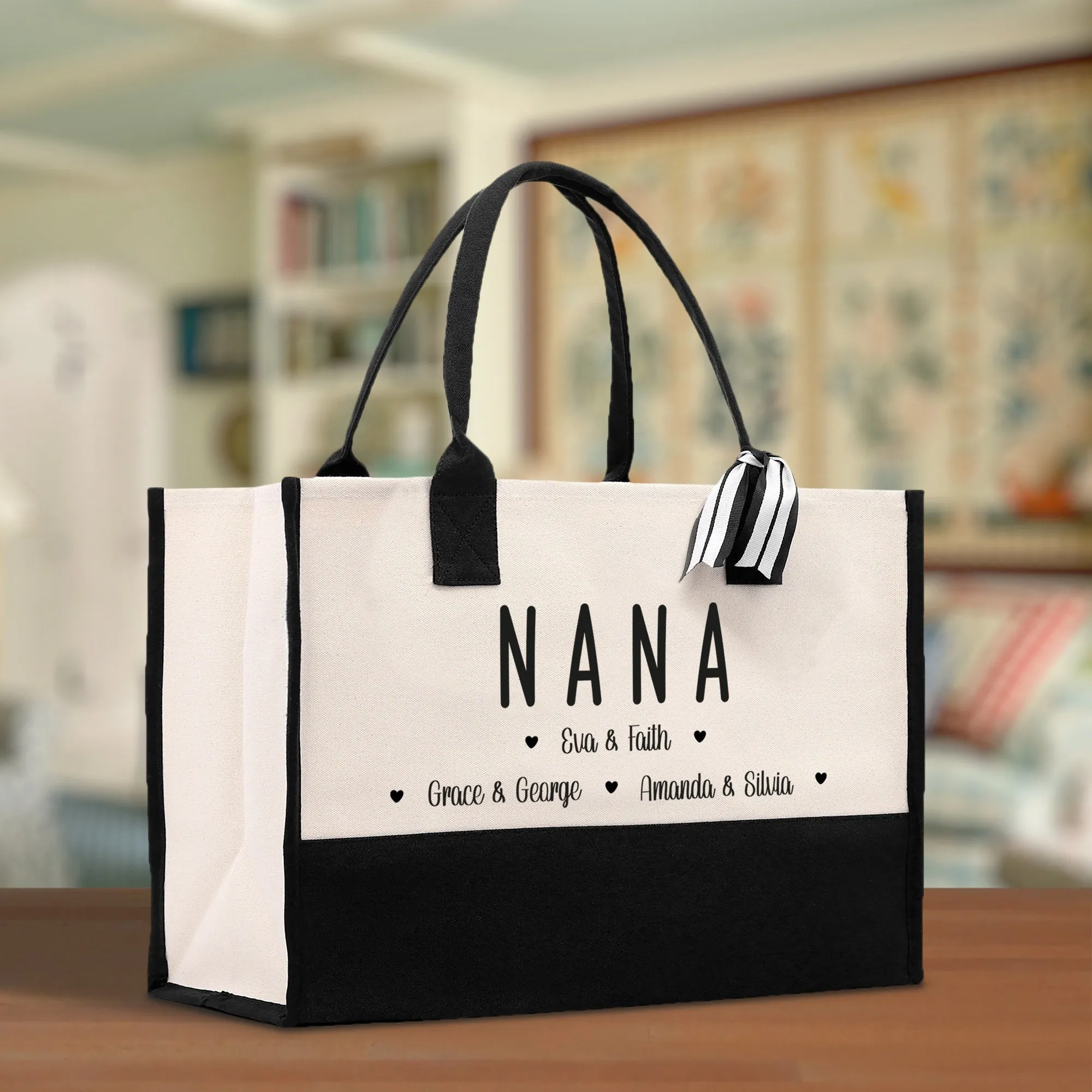 Nana Grandchild Kids Names Custom Grandma Tote Bag Grandma's Getaway Bag Gigi Bag Personalized Grandma Gift Bag Shopping Bag Mother Day Gift