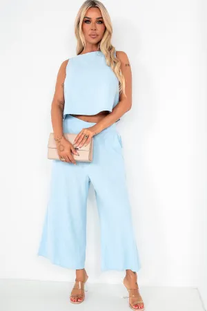 Nicola Baby Blue Button Back Co Ord