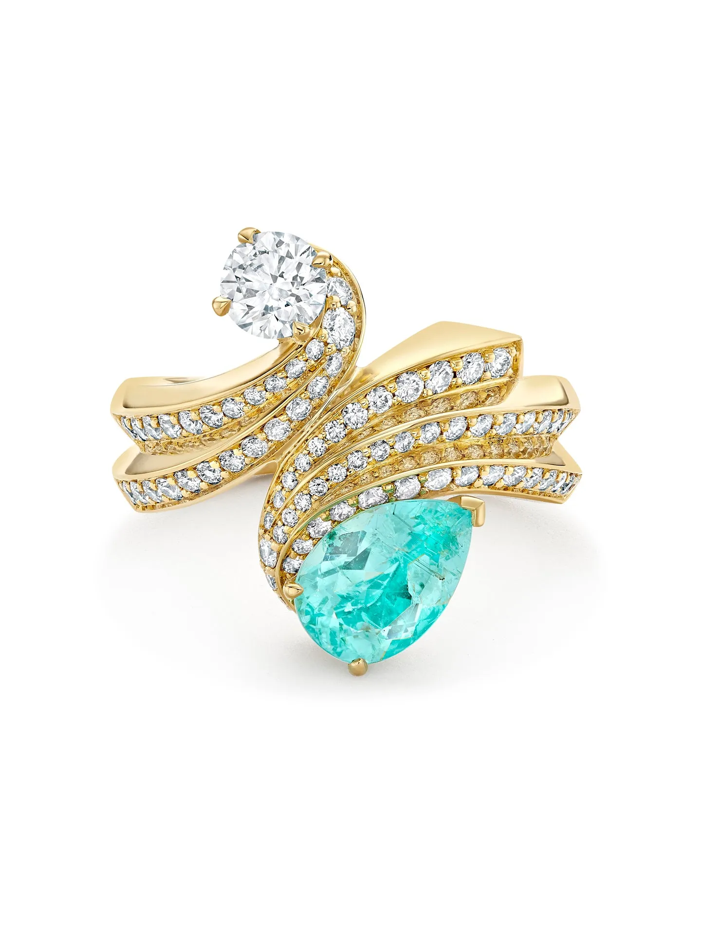 Olympian Paraiba Diamond Yellow Gold Ring