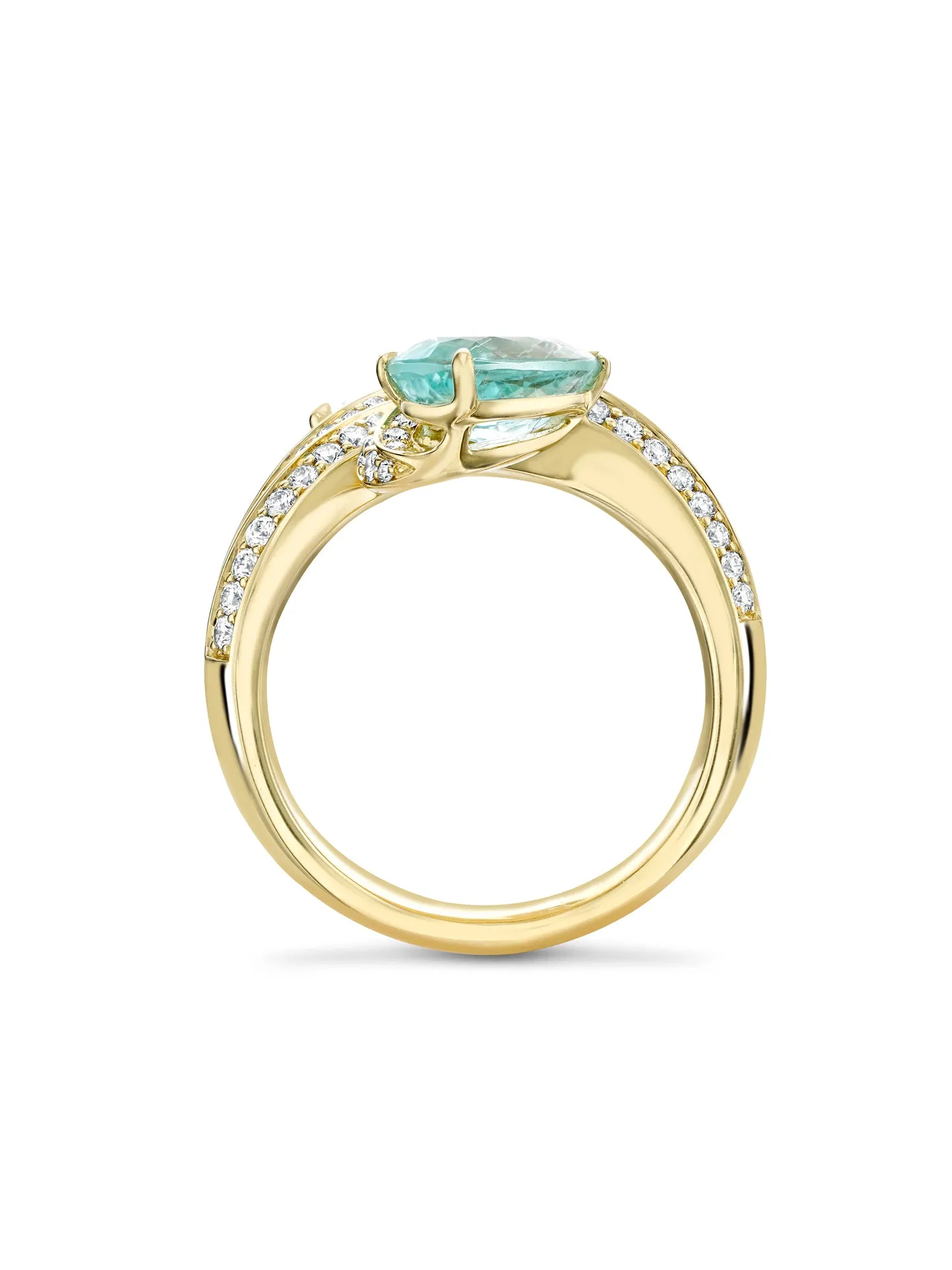 Olympian Paraiba Diamond Yellow Gold Ring