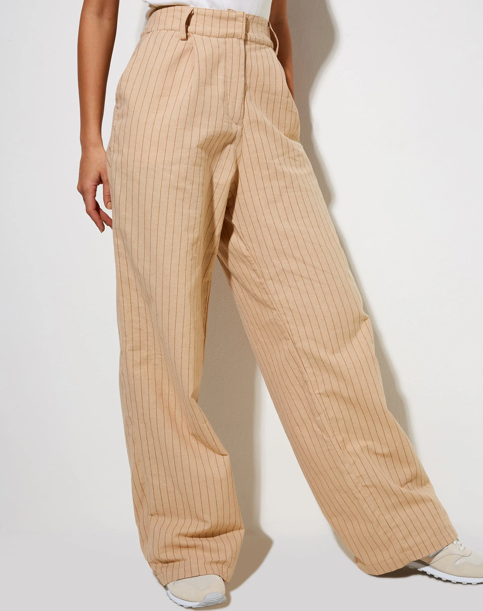 Onfal Wide Leg Trouser in Pencil Stripe