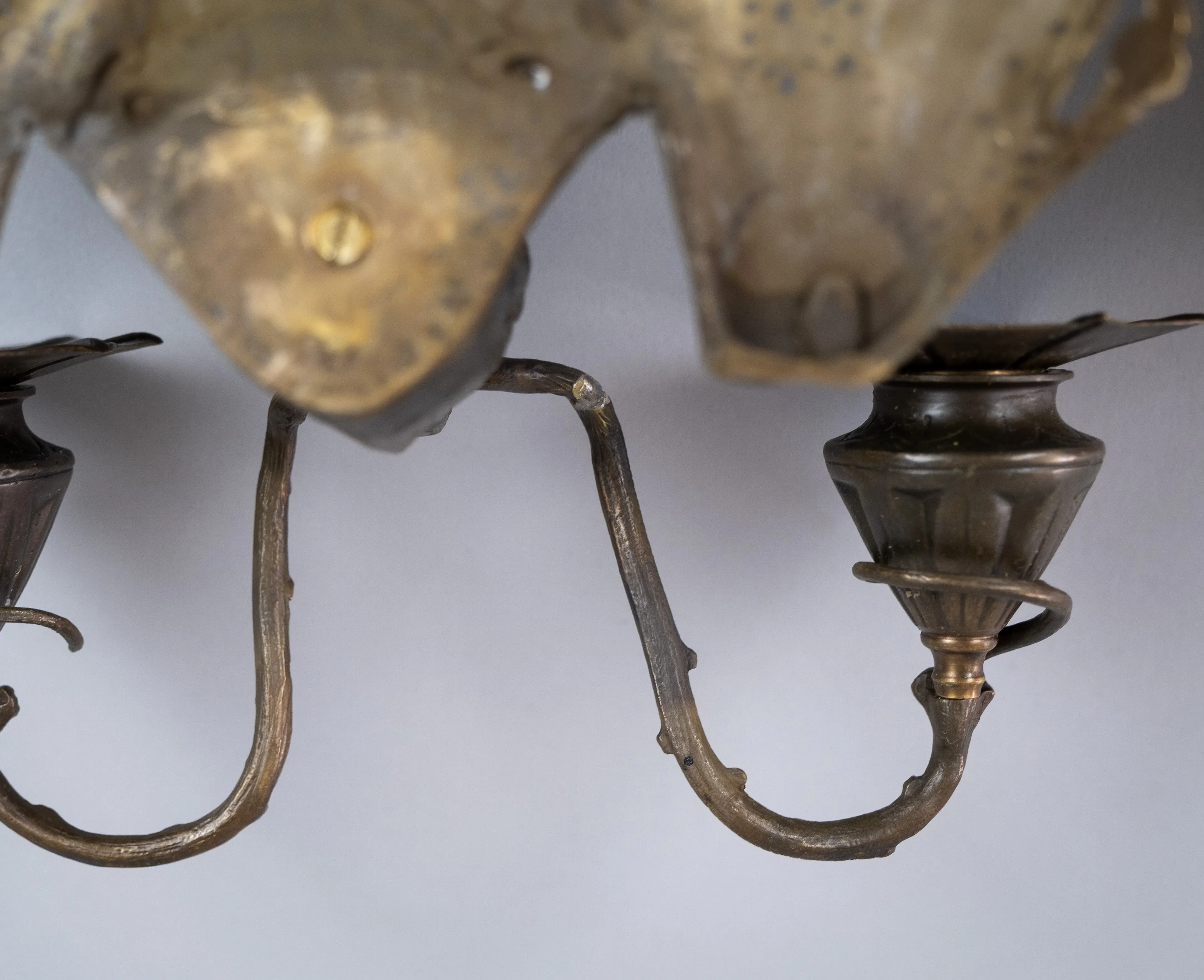 Pair Of Bronze Bat Wall Sconces After William Tonks & Sons For Liberty's.