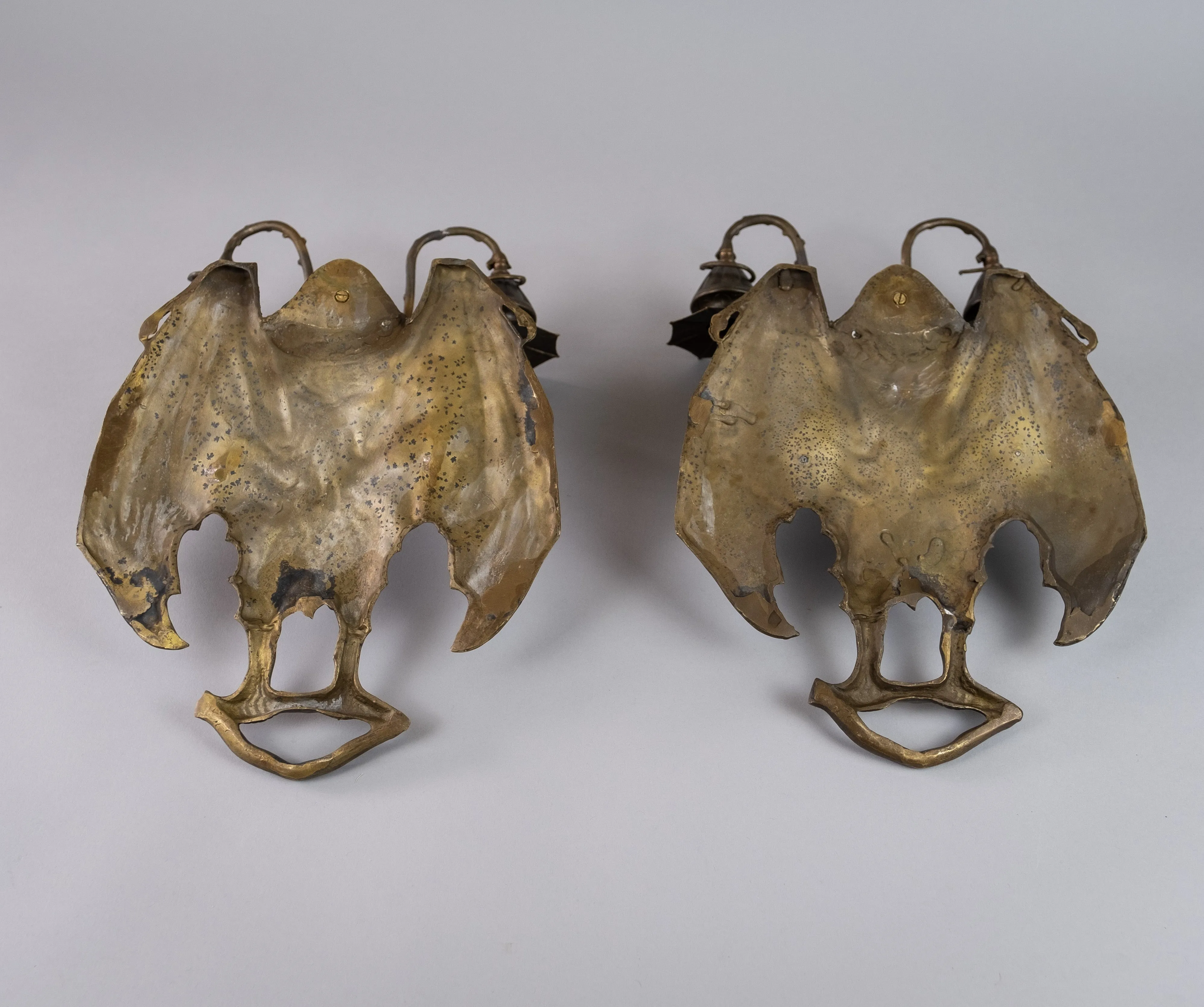 Pair Of Bronze Bat Wall Sconces After William Tonks & Sons For Liberty's.