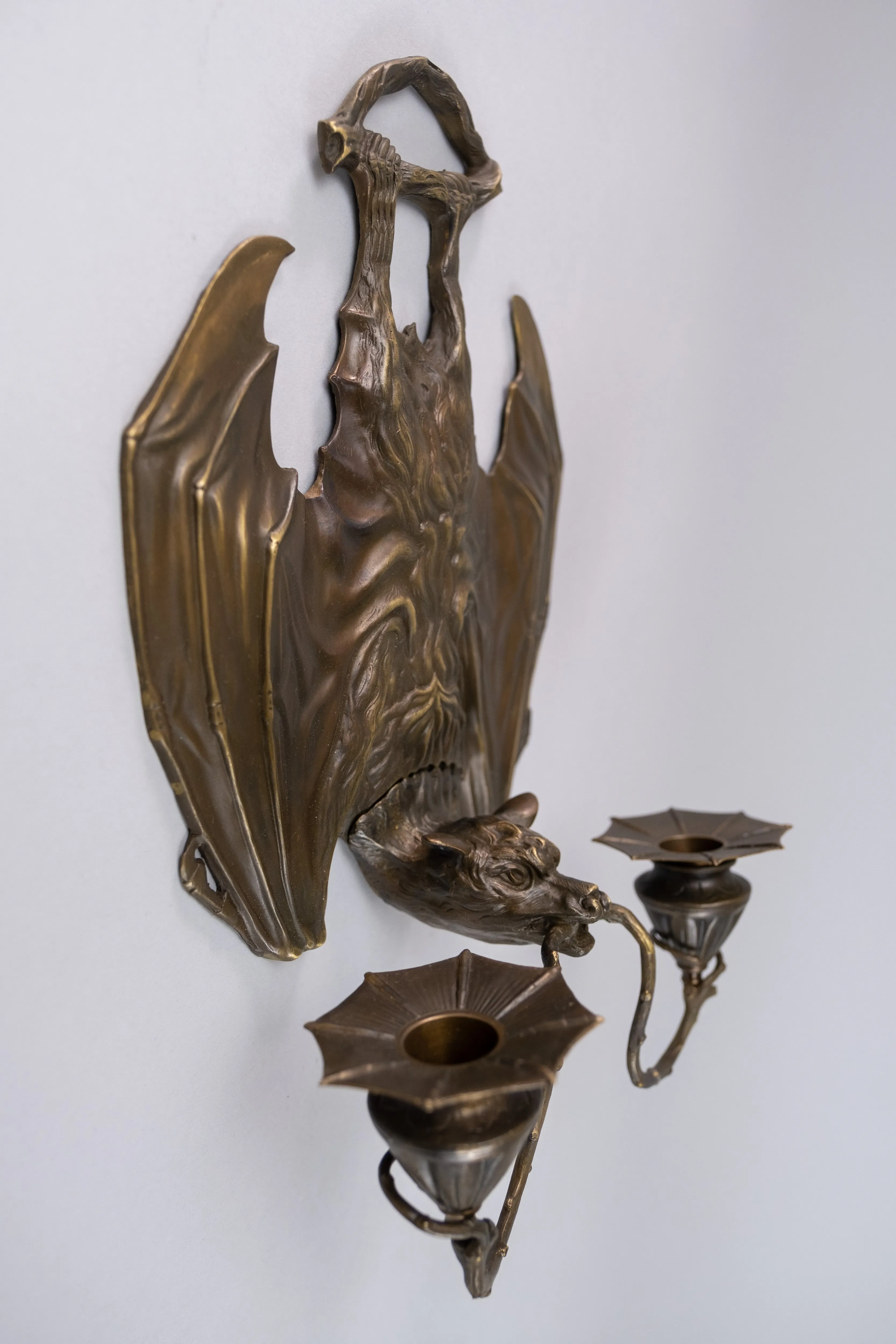 Pair Of Bronze Bat Wall Sconces After William Tonks & Sons For Liberty's.