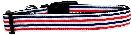 Patriotic Stripes Nylon Dog Collar Medium