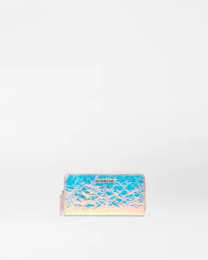 Pink Opal Leather Long Zip Round Wallet