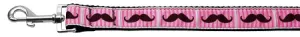 Pink Striped Moustache Nylon Dog Leash 3-8 Inch Wide 6ft Long