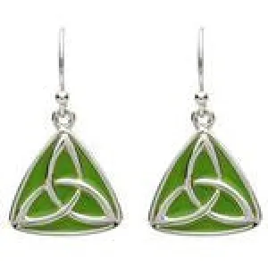 PlatinumWare Green Enamel Trinity Knot Earrings