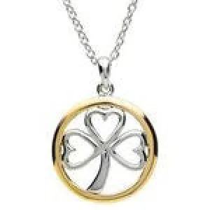 PlatinumWare Shamrock Gold Circle Pendant