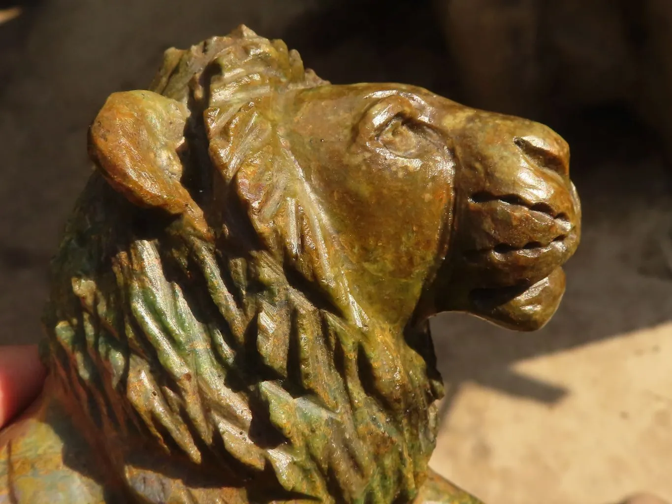 Polished  Green Verdite Lion Carving  x 1 From Zimbabwe