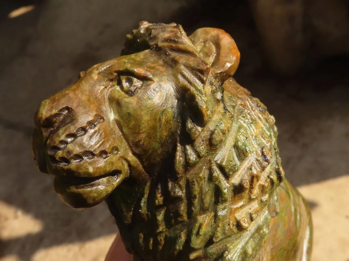 Polished  Green Verdite Lion Carving  x 1 From Zimbabwe