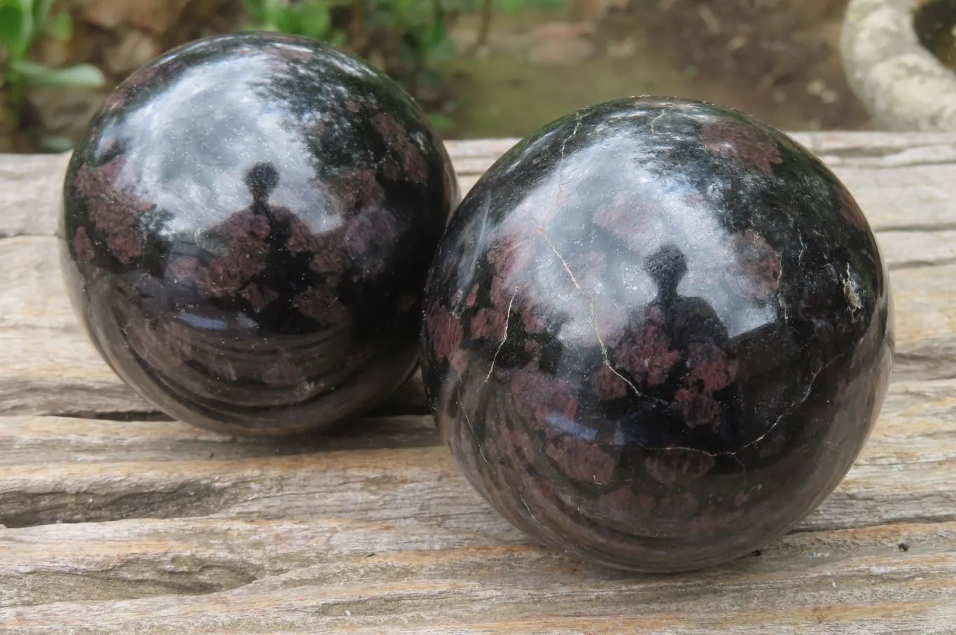 Polished Iolite Spheres x 2 From Madagascar