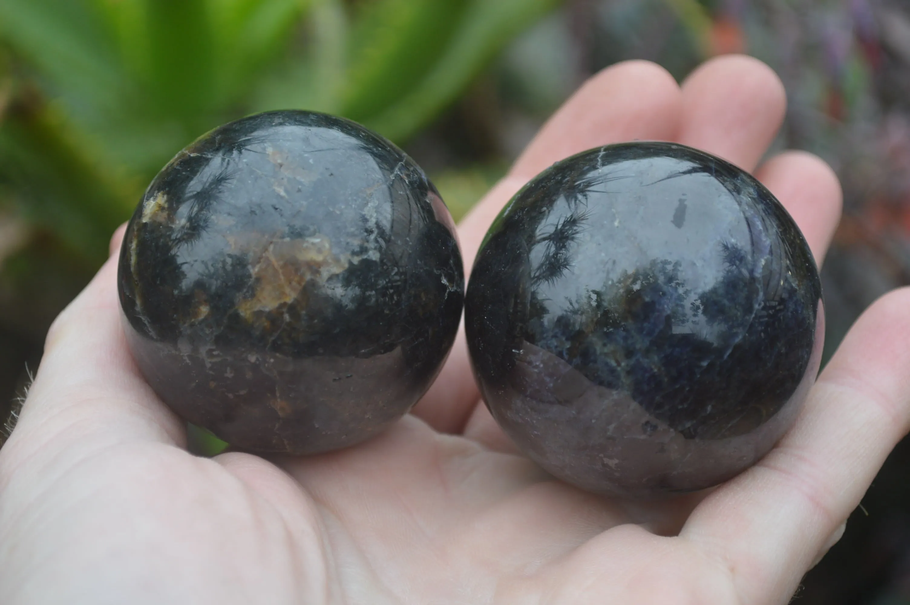 Polished Iolite Water Sapphire Sphere-Balls x 4 From Madagascar