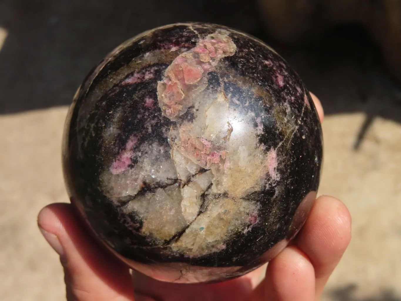 Polished Rhodonite Spheres x 2 From Ambindavato, Madagascar