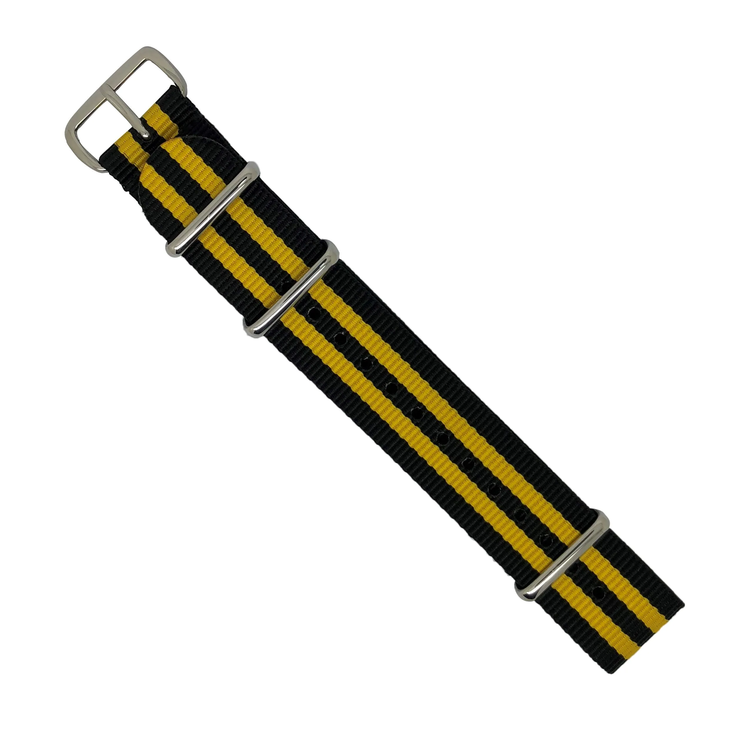 Premium Nato Strap in Black Yellow Small Stripes Bumblebee