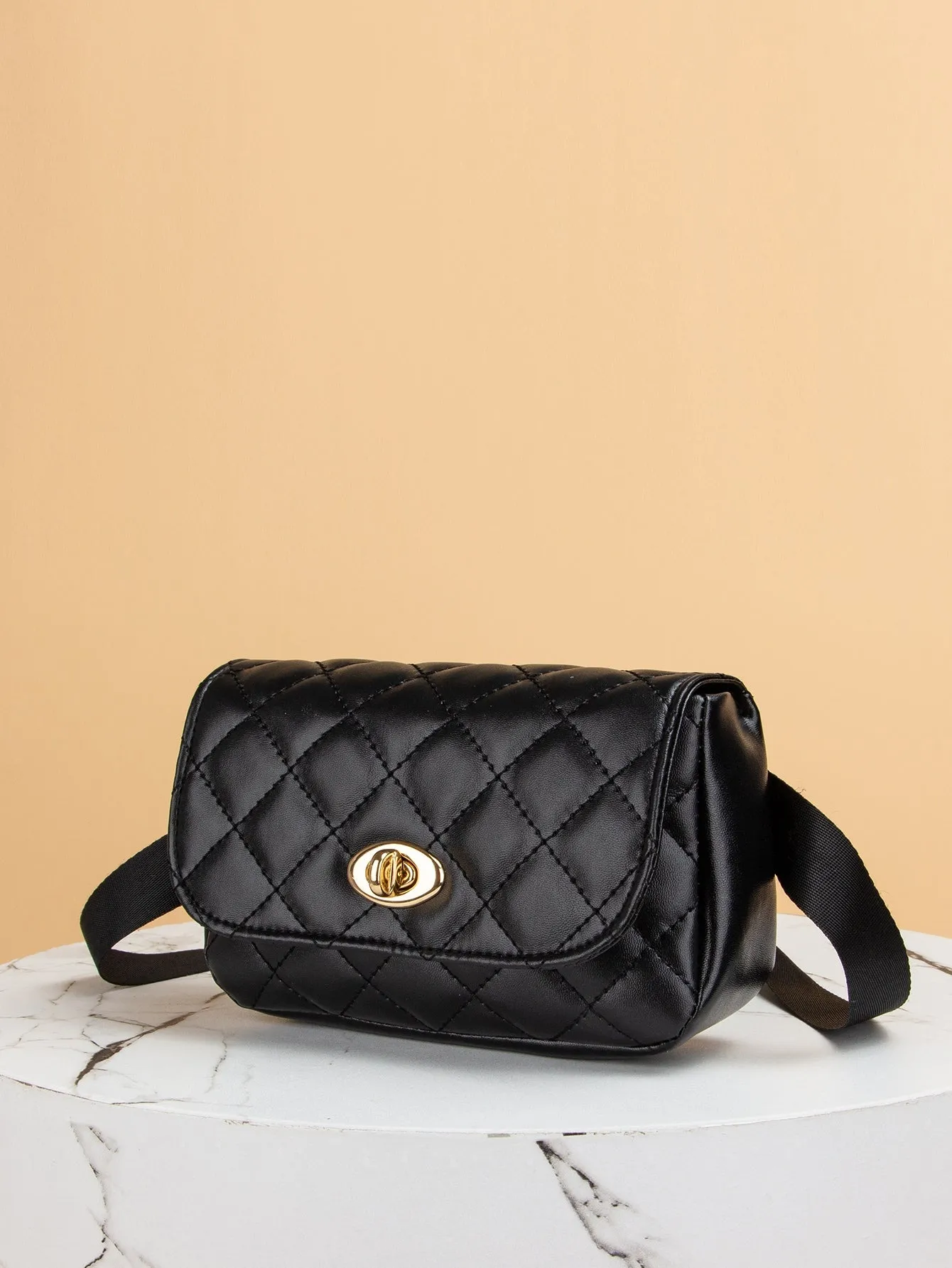 Quilted Twist Lock Flap Fanny Pack