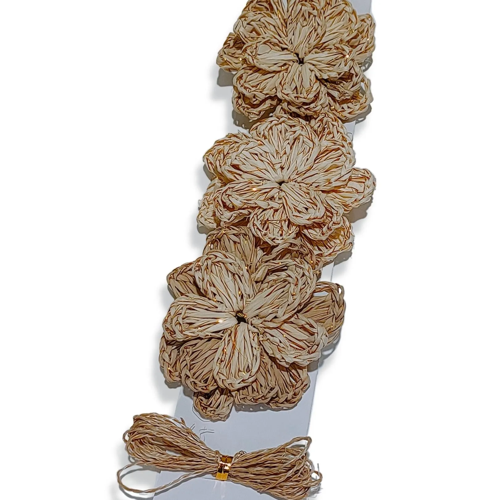 Raffia Flower Gift Topper, set of 3