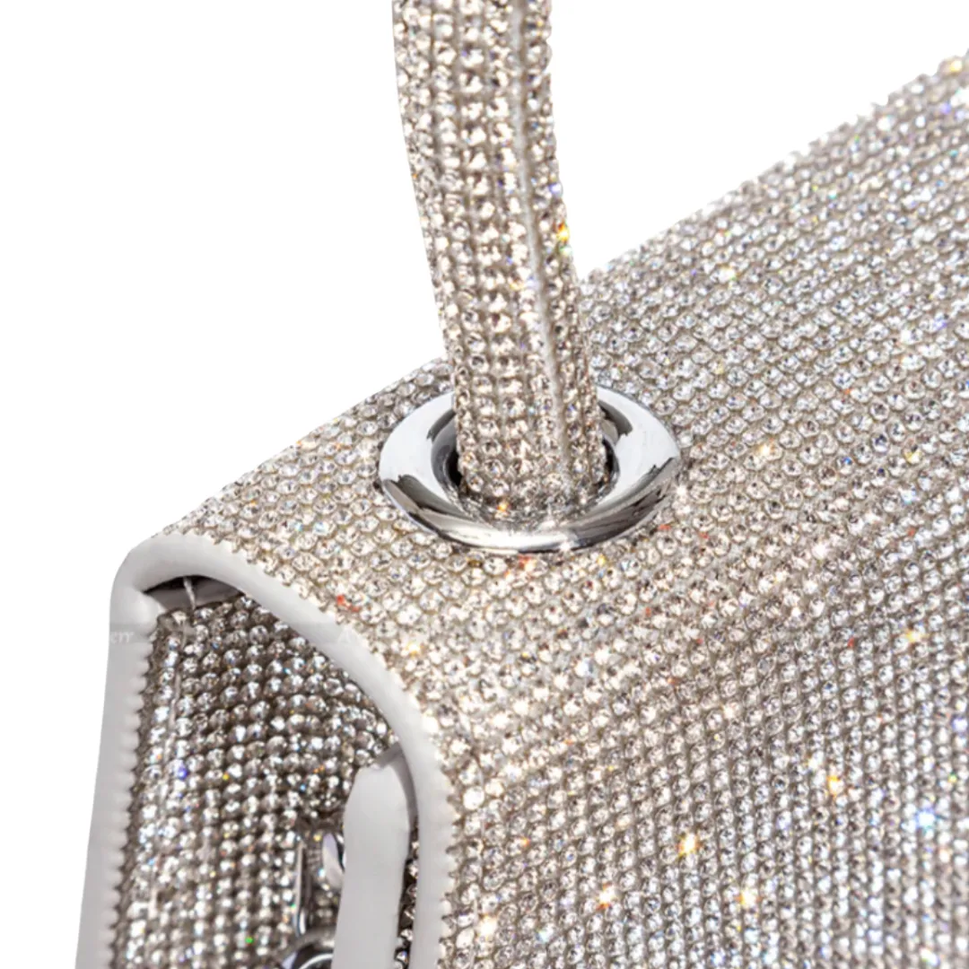 Rhinestone Top Handle Flap Bag