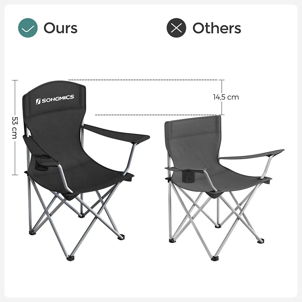 Set of 2 Folding Camping Outdoor Chairs Black