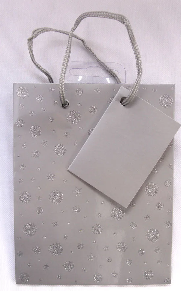 Small Silver Glitter Spots Gift Bag