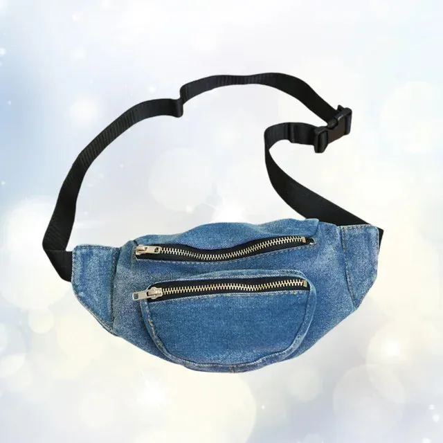 Sohiwoo Waist Pack Waist Running Small Pack Crossbody Bags Women Men Women Belt Blue Pack Bag Denim