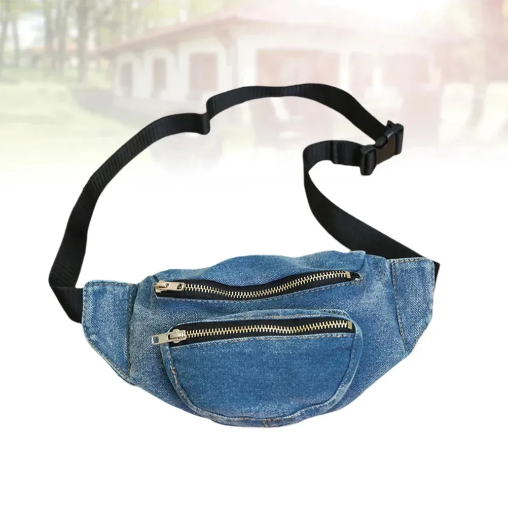 Sohiwoo Waist Pack Waist Running Small Pack Crossbody Bags Women Men Women Belt Blue Pack Bag Denim