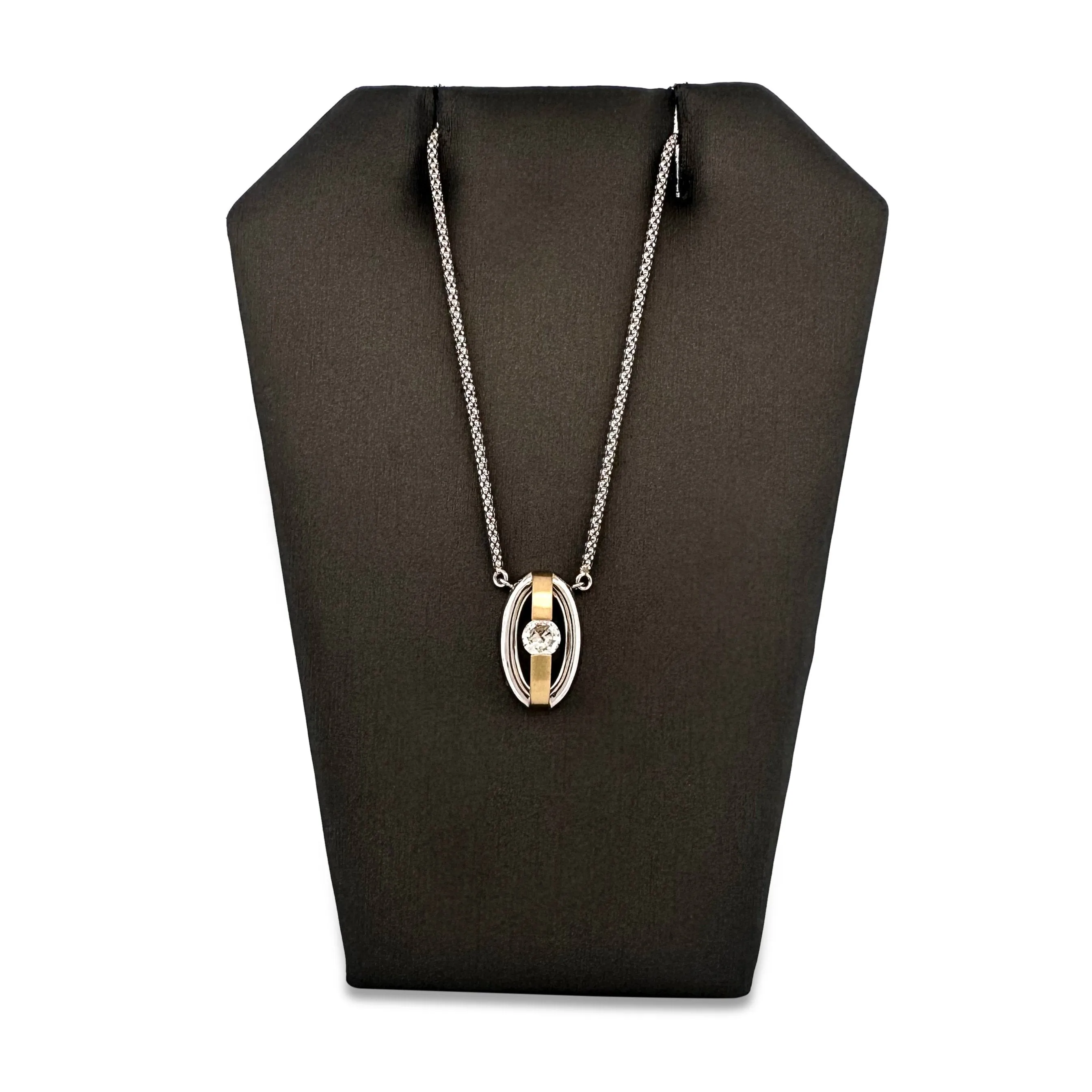 Sold! 0.50ct Round Brilliant Natural Diamond Tension-Set Pendant Necklace in 14k Two-tone Gold