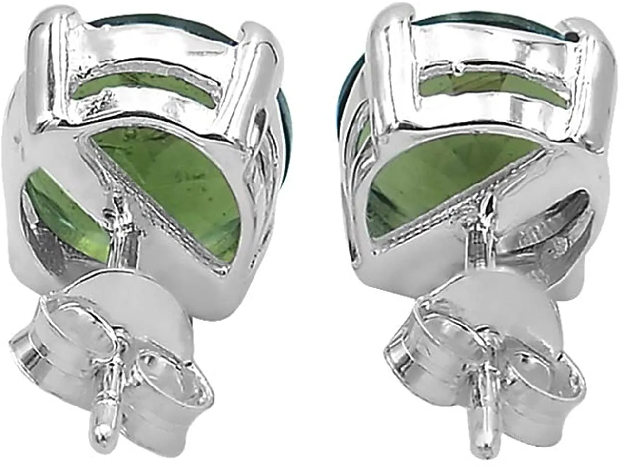 Starborn Faceted Moldavite 8 mm Sterling Silver Post Earrings