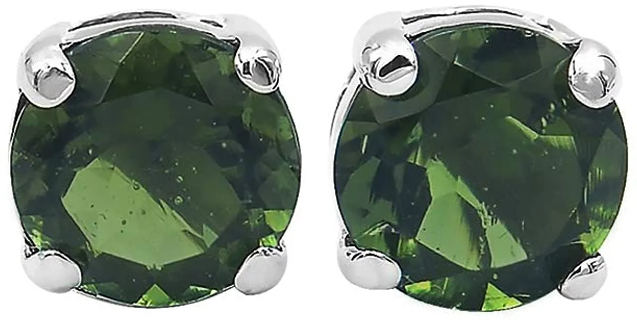 Starborn Faceted Moldavite 8 mm Sterling Silver Post Earrings