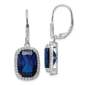 Sterling Silver Cheryl M Rhod-pl Created Spinel and CZ Leverback Earrings