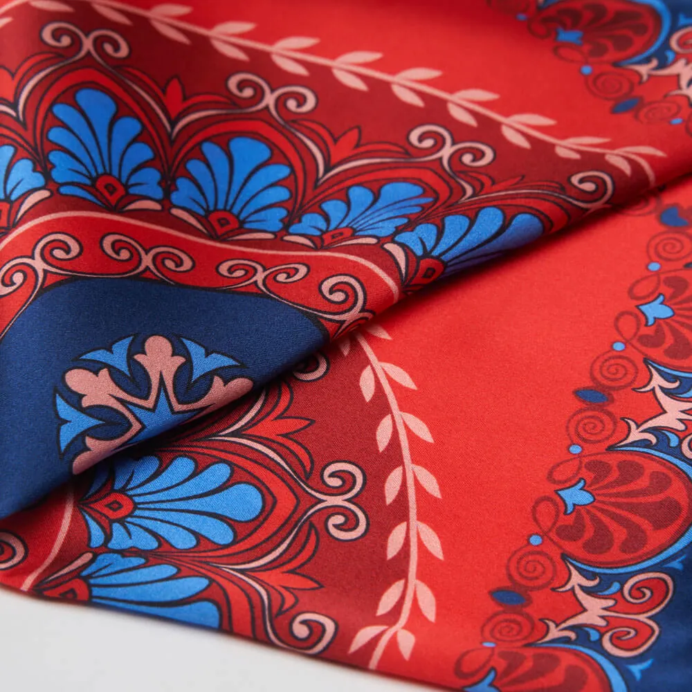 The Renaissance Red and Blue Silk Pocket Square