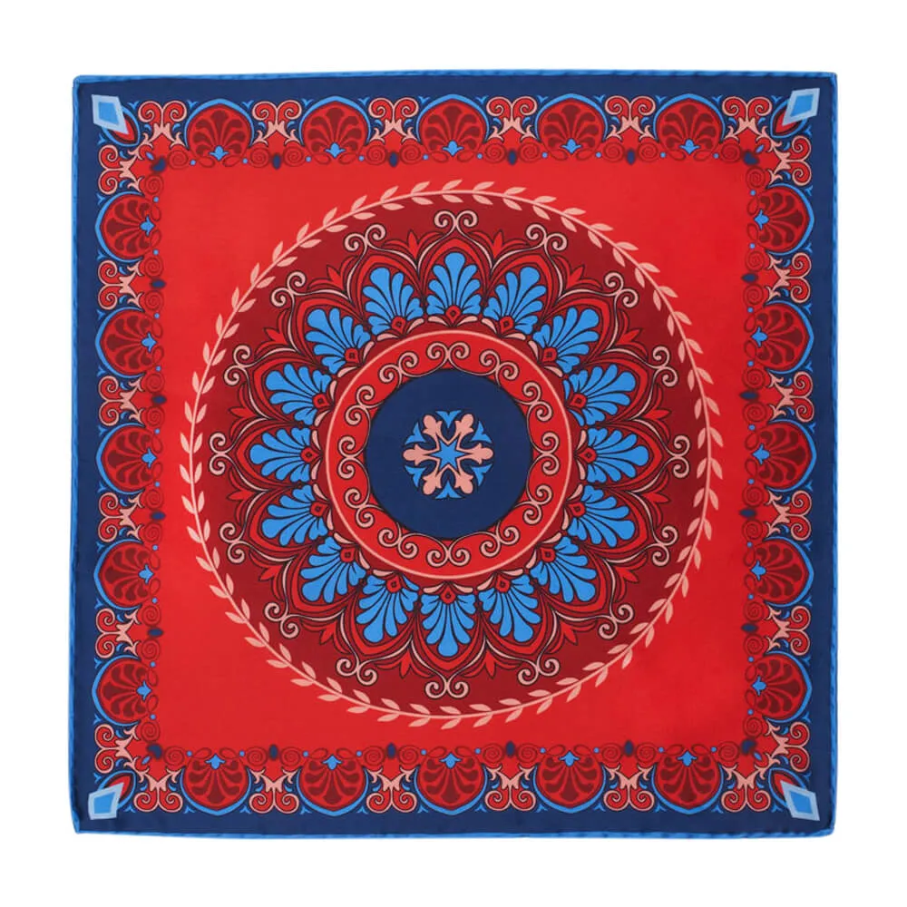 The Renaissance Red and Blue Silk Pocket Square