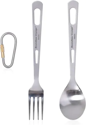 Titanium Tableware Camping Fork Spoon Outdoor Cutlery Set Travel Utensils for Picnic Hiking Backpacking Home Use