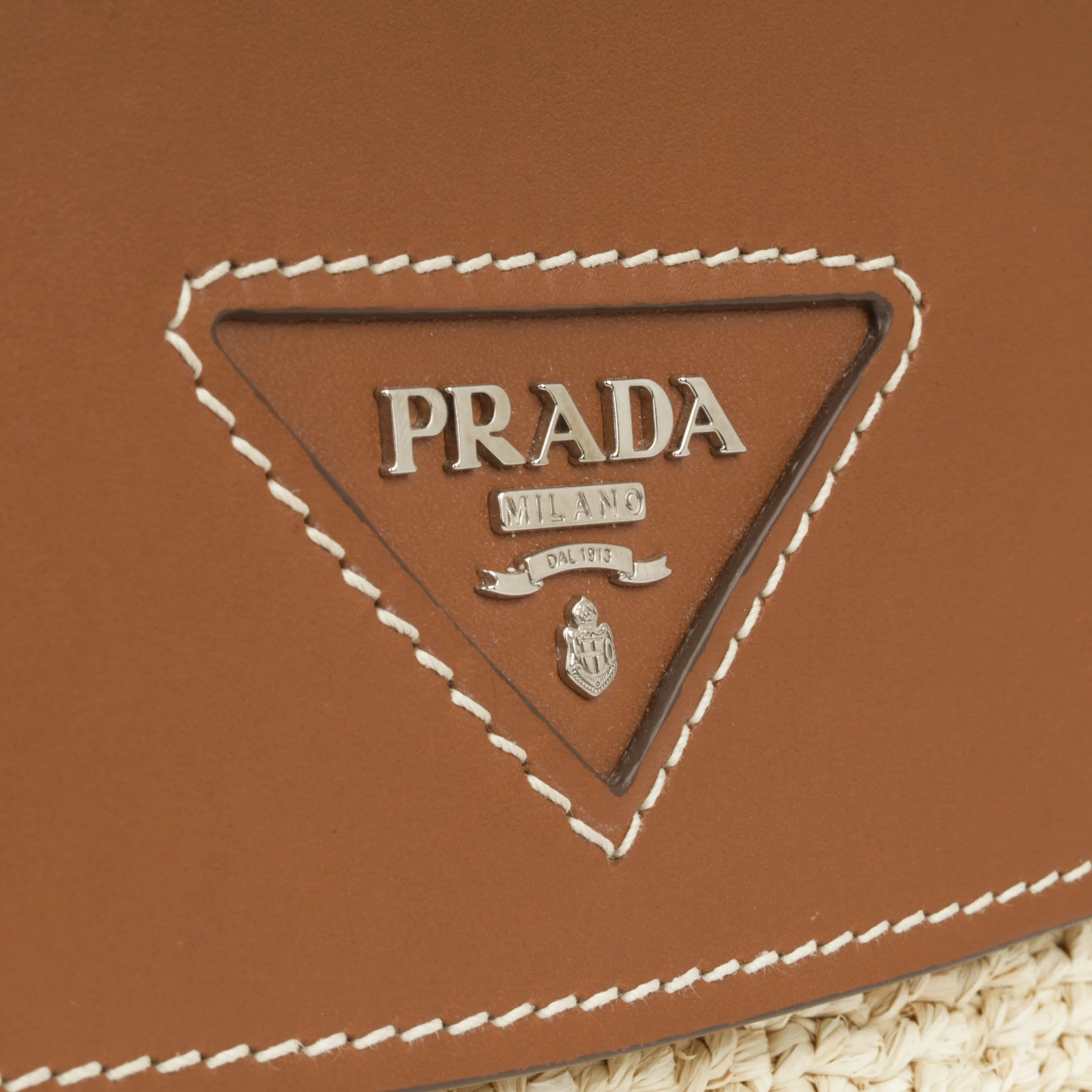 Triangle Logo Plaque Flap - Raffia