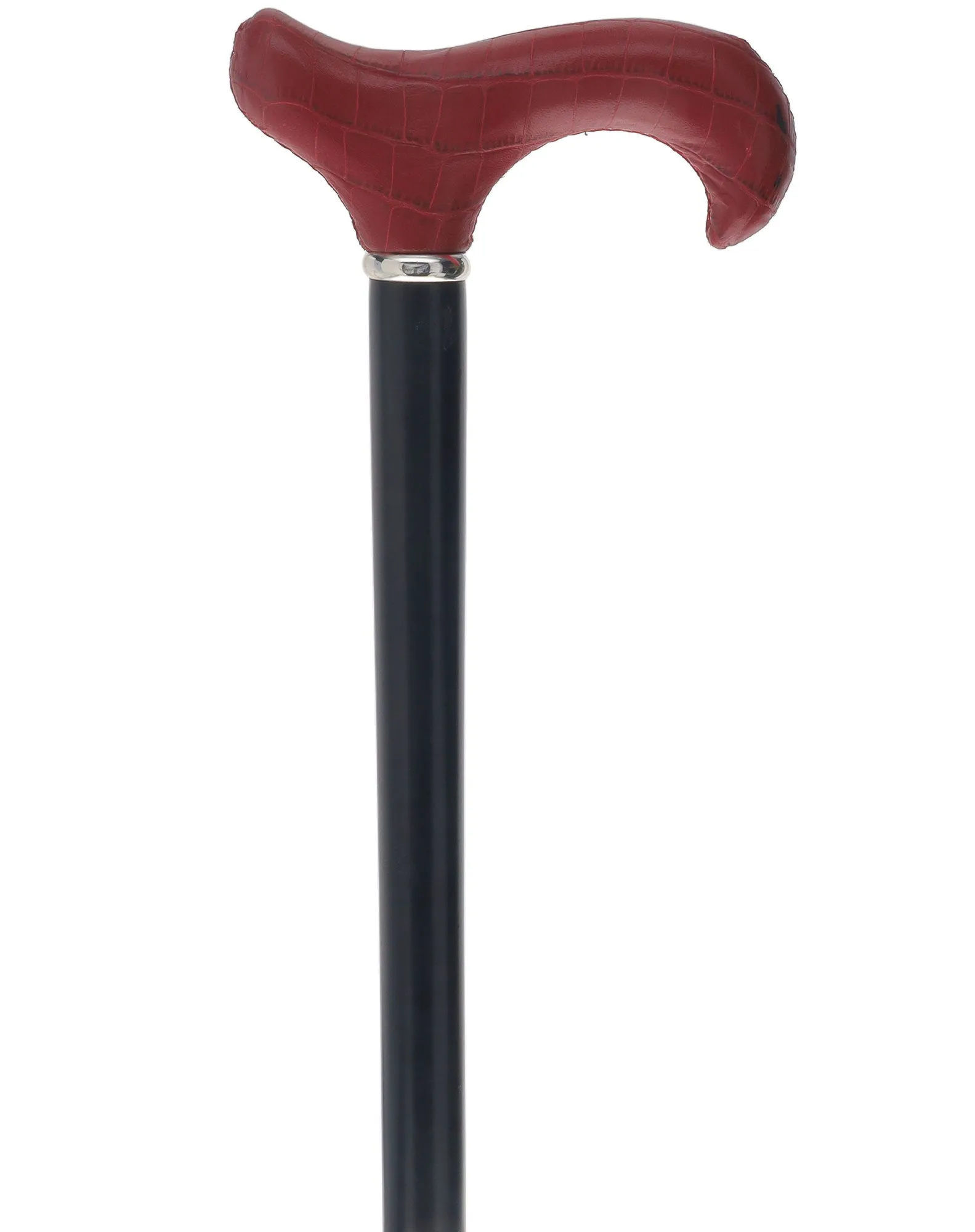 Unique single item listing: Red leather wrapped handle walking cane w/ black shaft