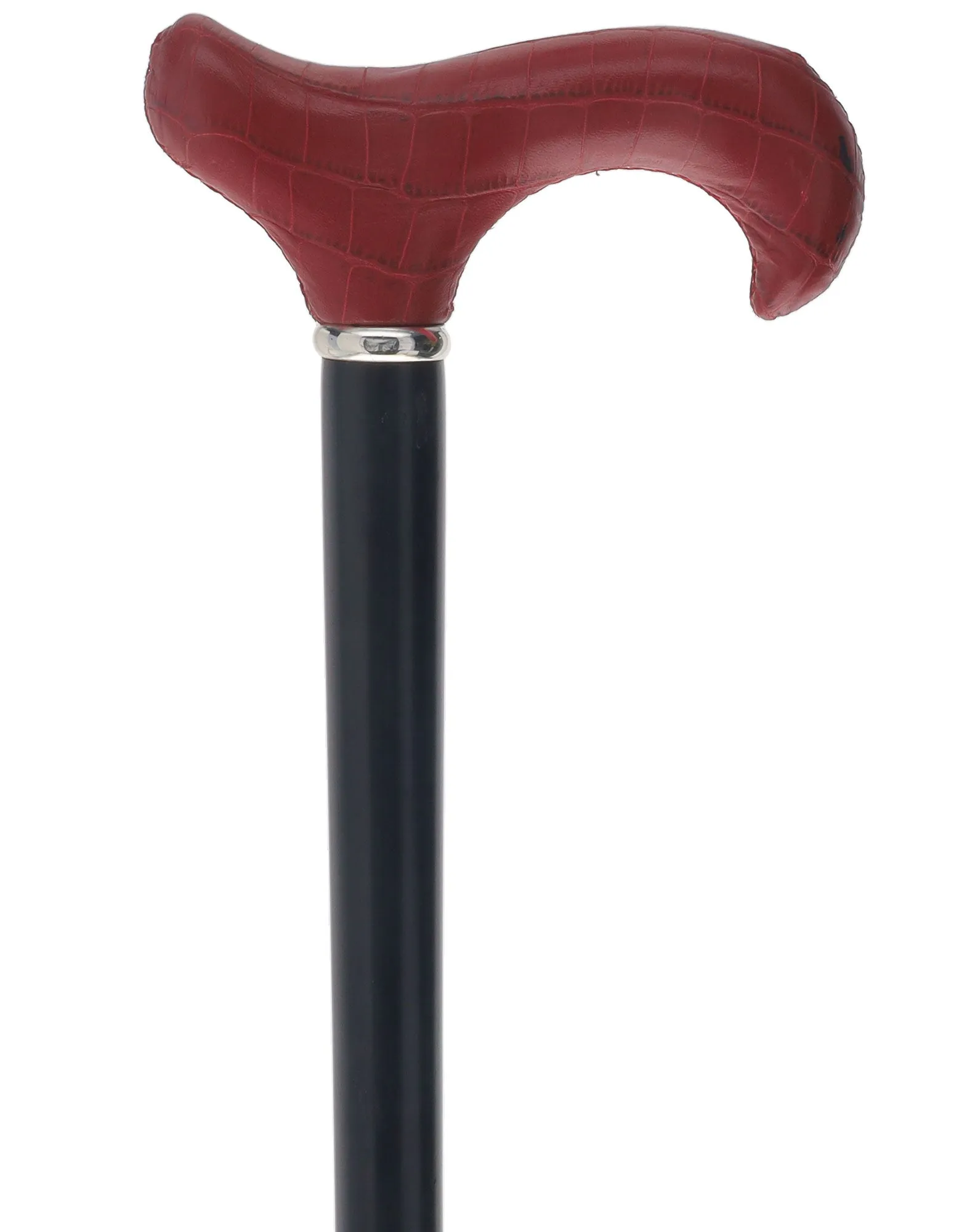 Unique single item listing: Red leather wrapped handle walking cane w/ black shaft