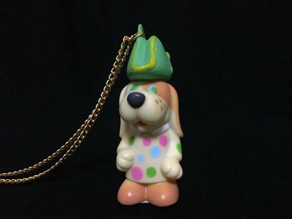 Vintage Tondeke Butchi Sofubi Pendant Retro Clover Soft Vinyl Figure Necklace