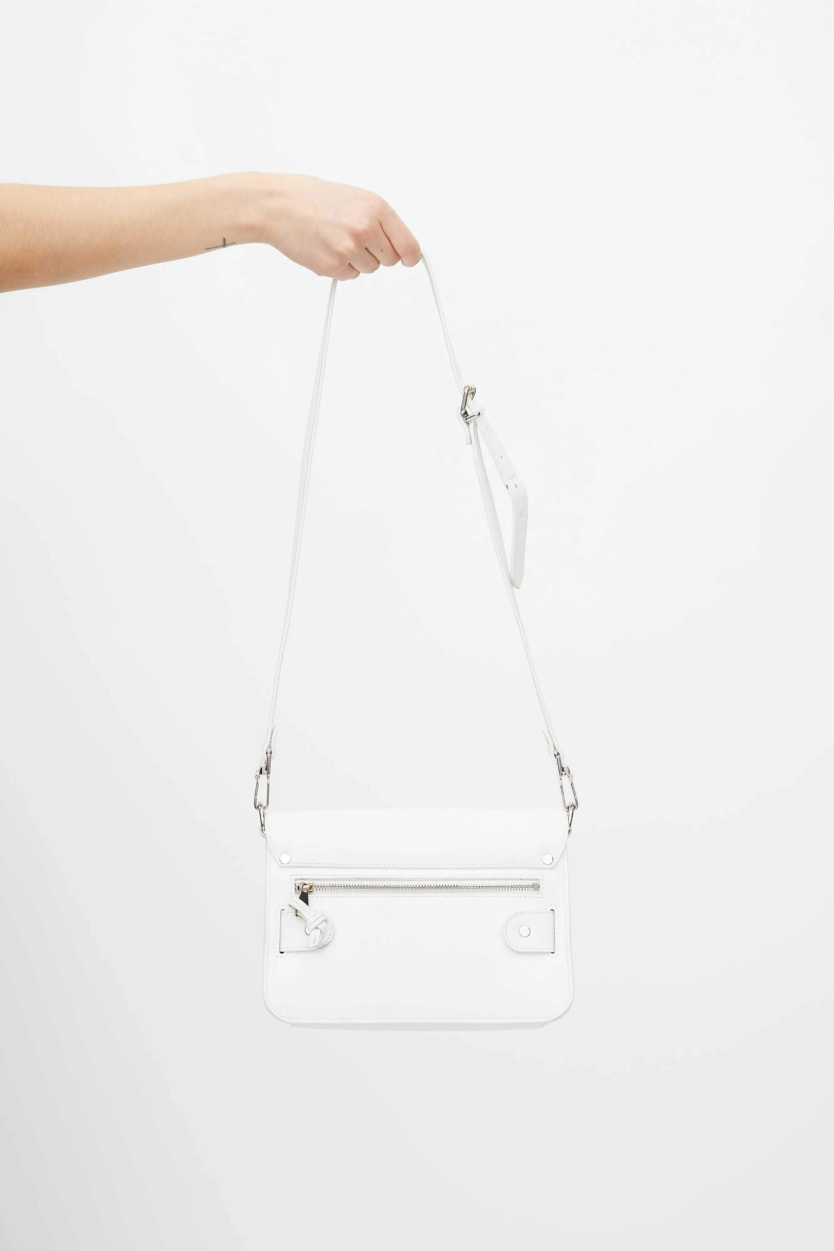 White Leather Mini PS11 Shoulder Bag